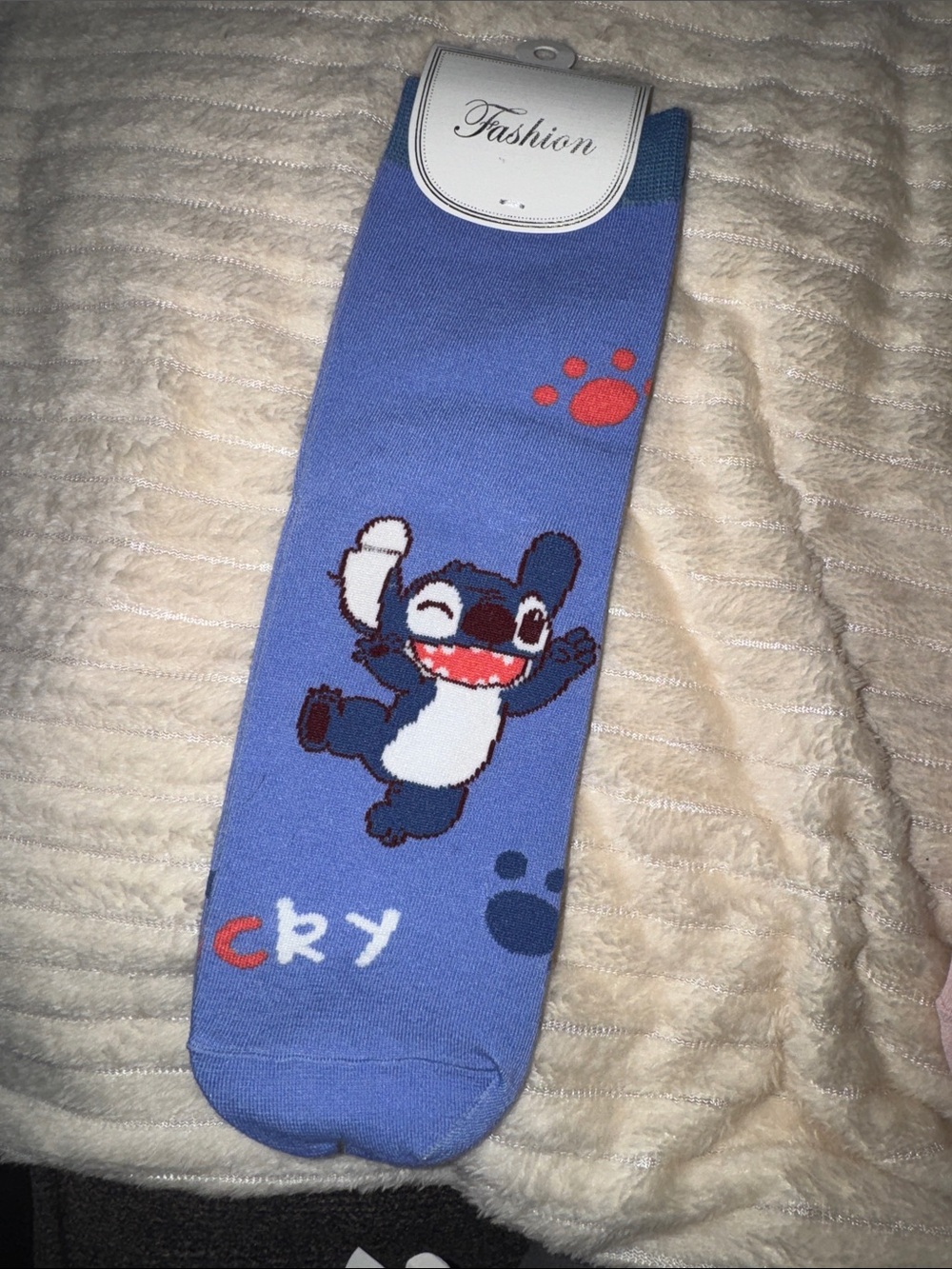 Stitch NWT Cartoon Crew Socks - Pink, Blue, Lilac, Green (4 Pair) Size 4-10 - Picture 4 of 5